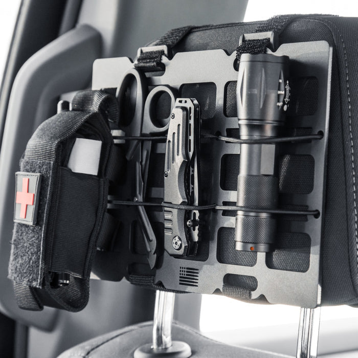 Aluminum Tactical MOLLE Panel Storage Organizer for Headrest - Universal Fitment