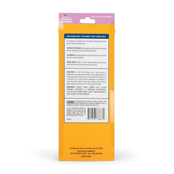 Arm & Hammer Complete Care Dental Kit for Cats - Toothbrush, Finger Brush and Toothpaste 70ml