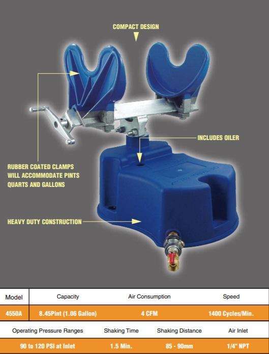 Astro Pneumatic® 4550A Heavy Duty Air Operated Paint Shaker for Pint, Quart, and Gallon Cans ---Eagle National Supply