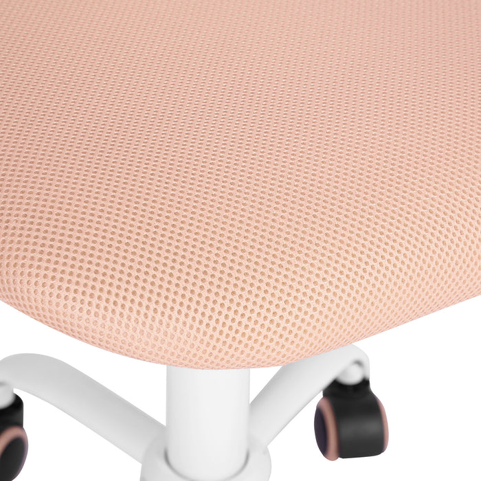 Baby Pink and White Adjustable Height Swivel Rolling Office Chair
