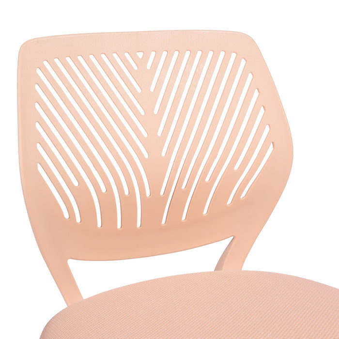 Baby Pink and White Adjustable Height Swivel Rolling Office Chair