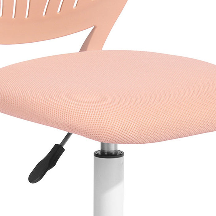 Baby Pink and White Adjustable Height Swivel Rolling Office Chair