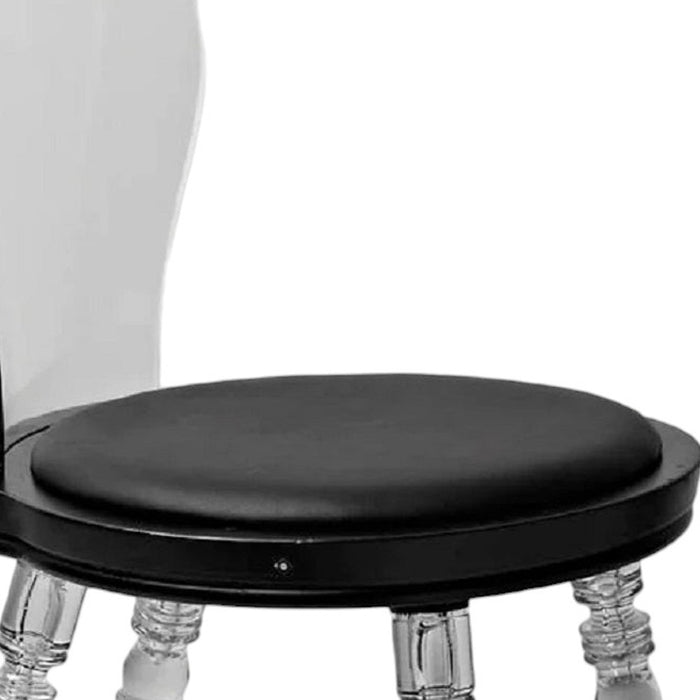 Black And Clear Faux Leather And Heavy Duty Plastic Dining Side Chair