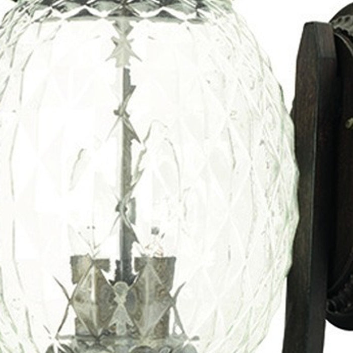 Black And Clear Three Light Crackled Dimmable Outdoor Hanging Lights With Black And Clear Shades