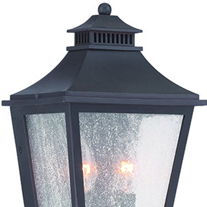 Black And Clear Two Light Frosted Dimmable Outdoor Hanging Lights With Black And Clear Shades
