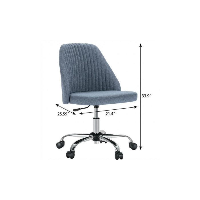 Blue and Silver Adjustable Height Swivel Rolling Office Chair