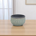 Blue Ceramic 37 Ounce Round Distressed Pot Planter