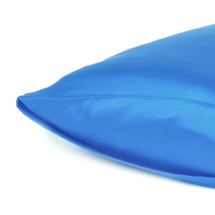Bright Blue Dreamy Set Of 2 Silky Satin Standard Pillowcases
