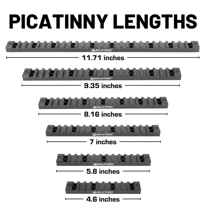 Bulletpoint Picatinny-Style Rail Attachments for RubiGrid® Dash Mounts (various sizes)