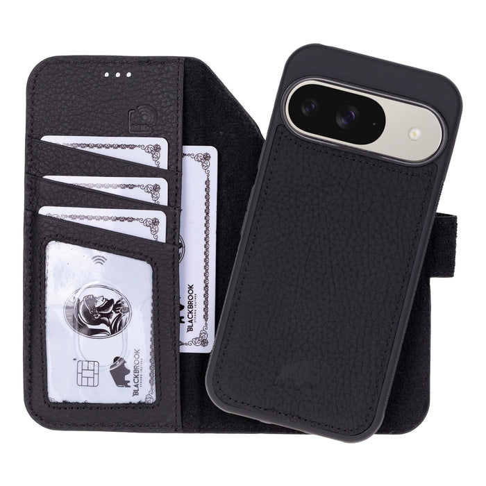 Carter Leather Pixel 10 Detachable Wallet Case, Pebble Black - BlackBrook Case