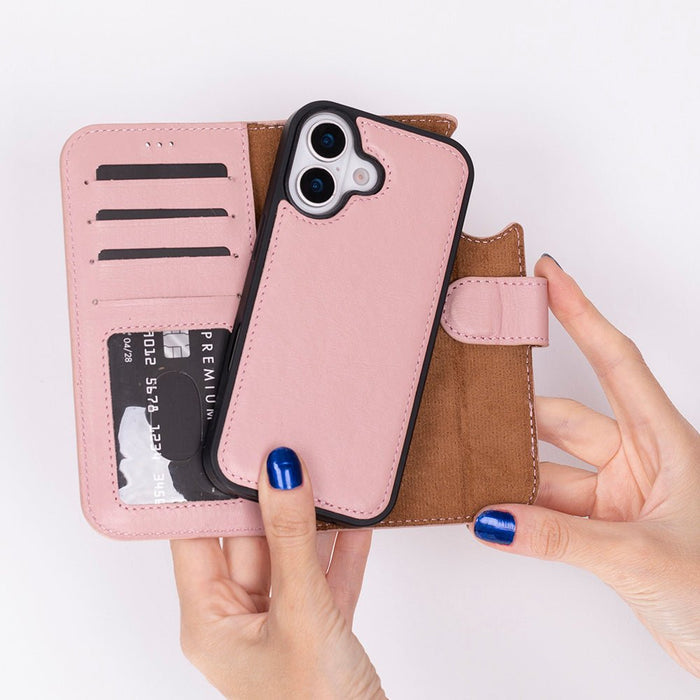 Carter Detachable Leather iPhone 17 Wallet Case, Pink - BlackBrook Case