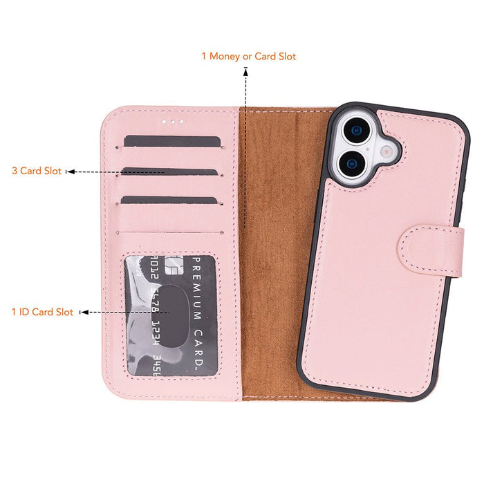 Carter Detachable Leather iPhone 17 Wallet Case, Pink - BlackBrook Case