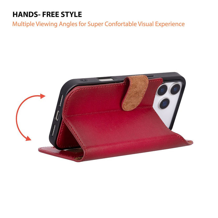 Carter Detachable Leather iPhone 18 Pro Wallet Case, Red - BlackBrook Case