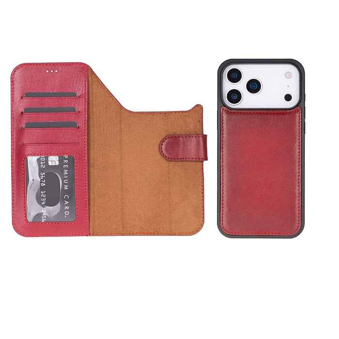 Carter Detachable Leather iPhone 18 Pro Wallet Case, Red - BlackBrook Case