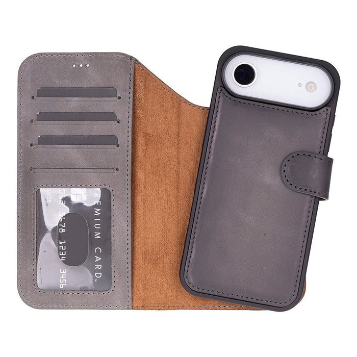 Carter Detachable Leather iPhone Air Wallet Case, Gray - BlackBrook Case