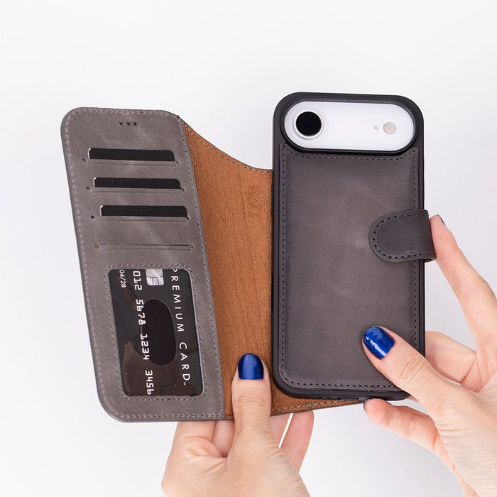 Carter Detachable Leather iPhone Air Wallet Case, Gray - BlackBrook Case