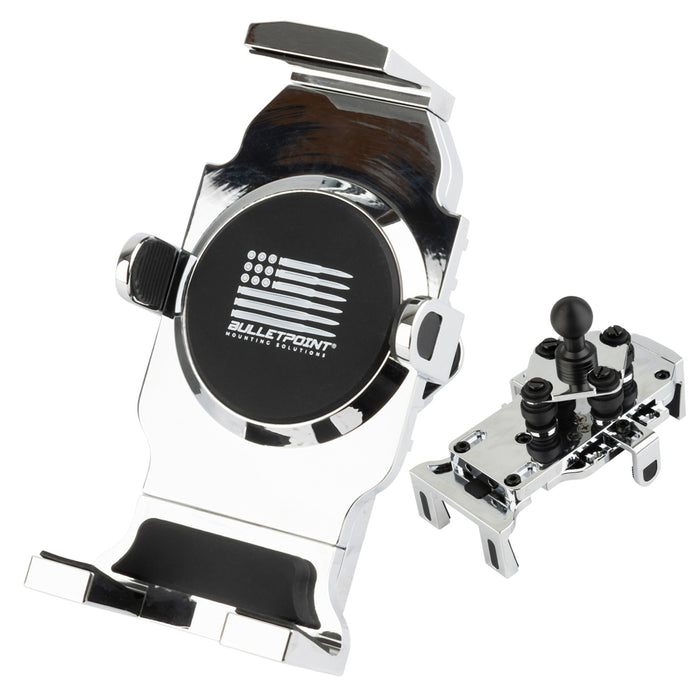 Chrome Anti-Vibration Universal Spring-Loaded Phone Holder with 20mm Ball