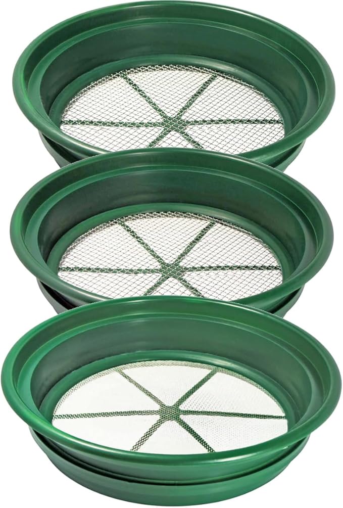 DRAGONXT 3-Piece 13¼" Stackable Classifier Gold Sifting Prospecting Set – Fits on 5-Gallon Bucket
