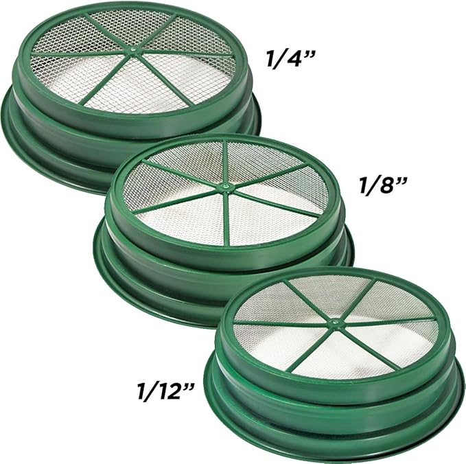 DRAGONXT 3-Piece 13¼" Stackable Classifier Gold Sifting Prospecting Set – Fits on 5-Gallon Bucket