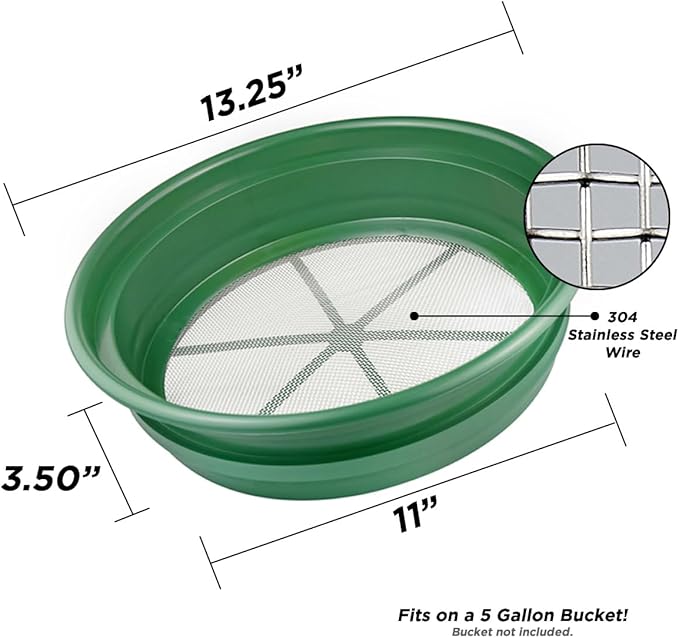 DRAGONXT 3-Piece 13¼" Stackable Classifier Gold Sifting Prospecting Set – Fits on 5-Gallon Bucket