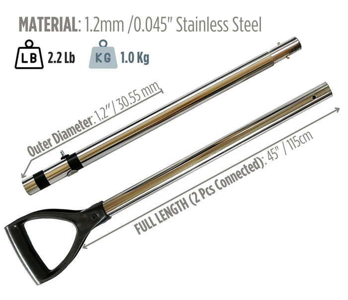 DragonXT Large & Strong Travel Stainless Steel Long Pole for Scoop