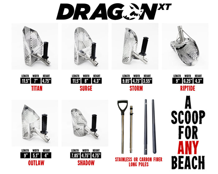 DragonXT Shadow Premium Stainless Steel Sand Scoop with Front Handle