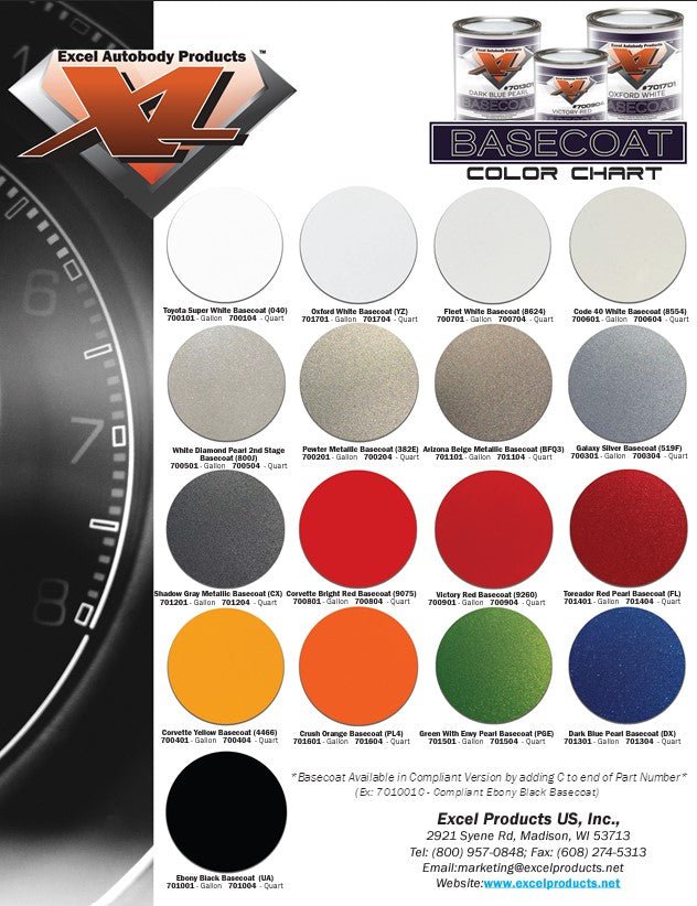 Ebony Black Code UA Polyester Basecoat Paint, Gallon, Excel 701001 -701001---Eagle National Supply