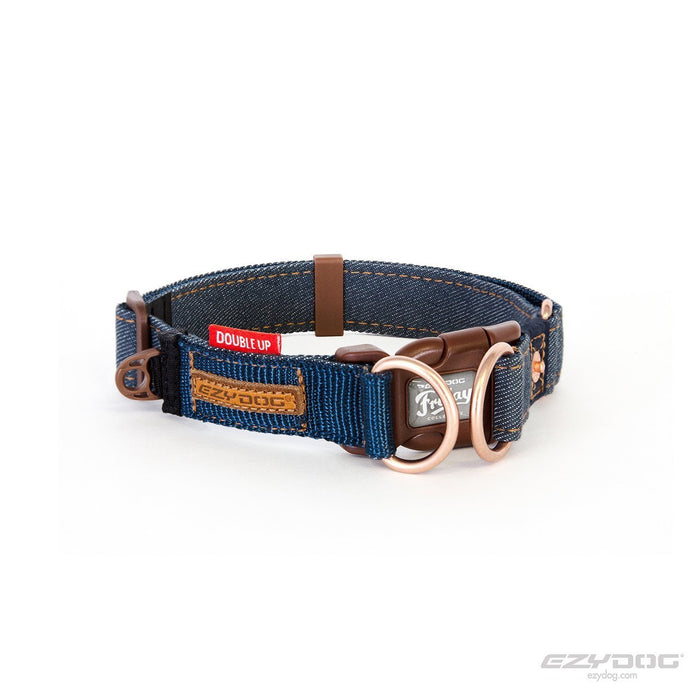 EzyDog Double Up Dog Collar Small Denim-Habitat Pet Supplies