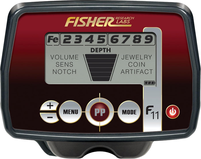 Fisher F11 Metal Detector with 7" or 11" Waterproof Search Coil