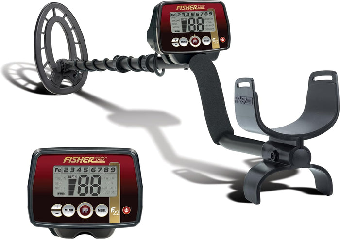 Fisher F22 Weatherproof Metal Detector with 9" 0r 11" Waterproof Search Coil