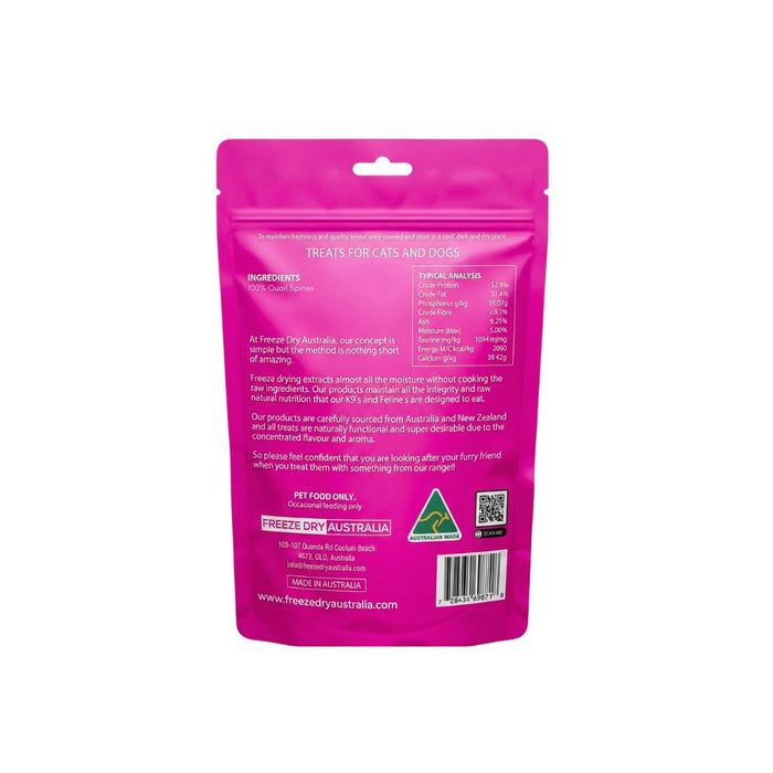 Freeze Dry Australia Quail Backs Treats for Cats and Dogs 80g