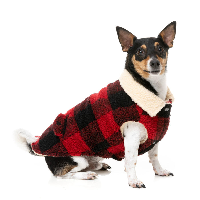 FuzzYard Dog Apparel Jacket Lumberjack Red Size 3-Habitat Pet Supplies