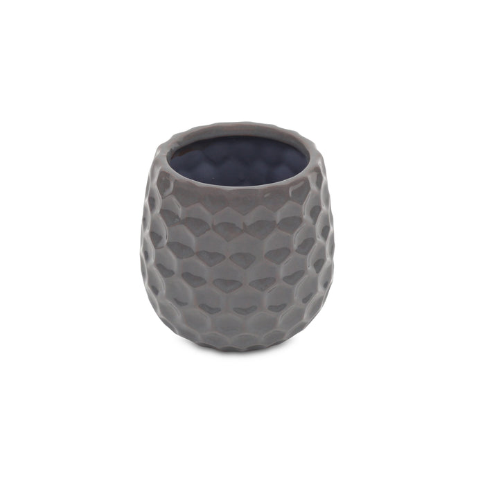 Gray Ceramic 15 Ounce Round Distressed Pot Planter