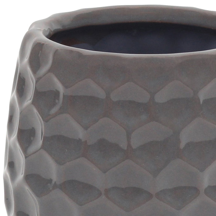 Gray Ceramic 15 Ounce Round Distressed Pot Planter