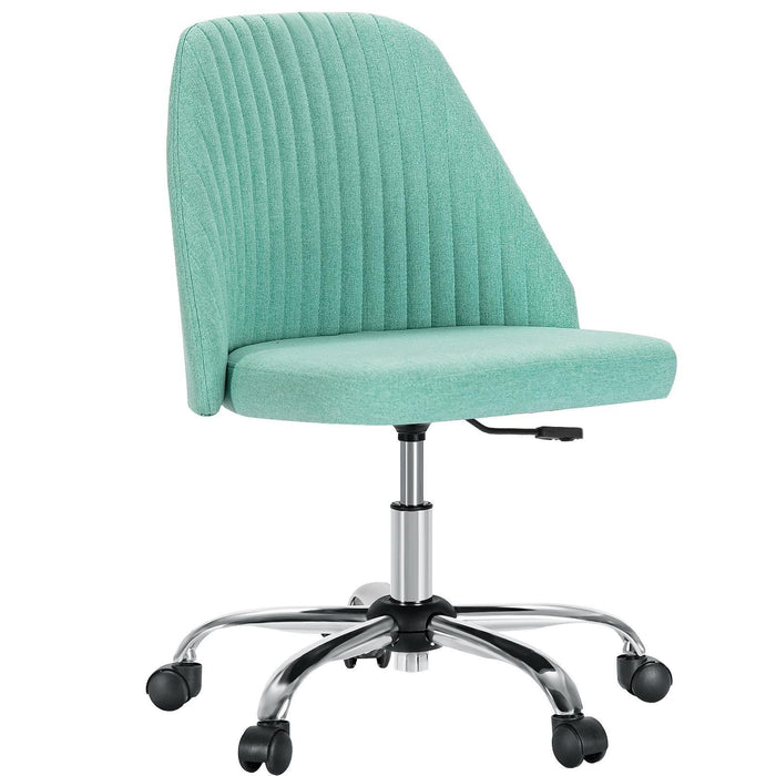 Green and Silver Adjustable Height Swivel Rolling Office Chair