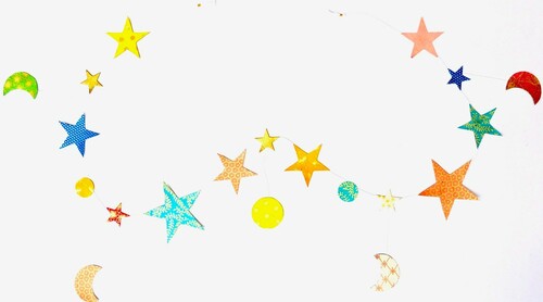 Handmade Lokta Paper Garland- Stars and Moons