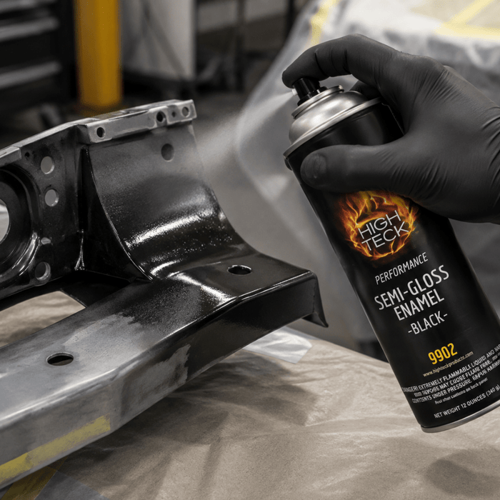 High Teck 9902 Semi-Gloss Enamel - Black 12 oz Aerosol, Box of 6 -9902-CASE - Eagle National Supply