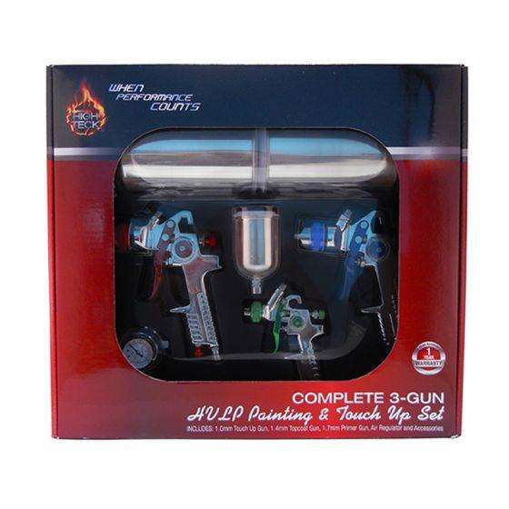 HIGH TECK Complete 3-Gun HVLP Paint & Touch Up Set ---Eagle National Supply