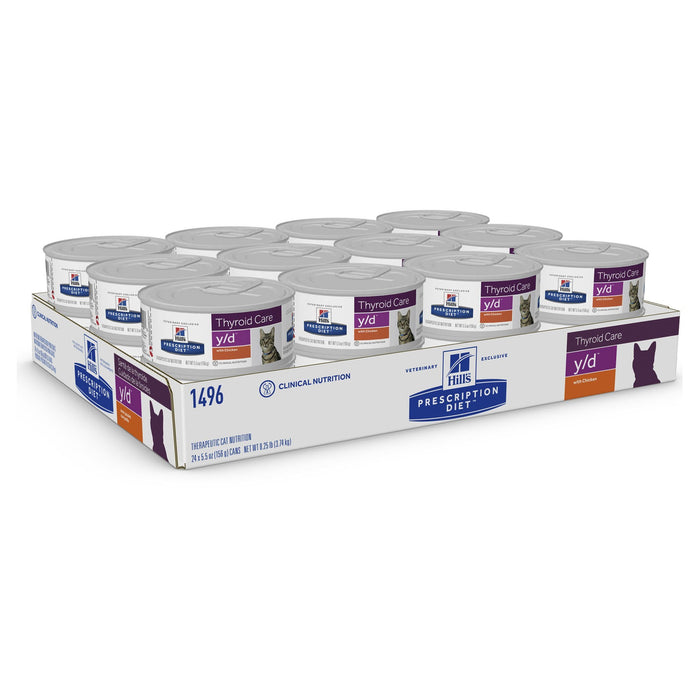 Hills Prescription Diet Cat y/d Thyroid Care Chicken Wet Food 156g x 24-Habitat Pet Supplies