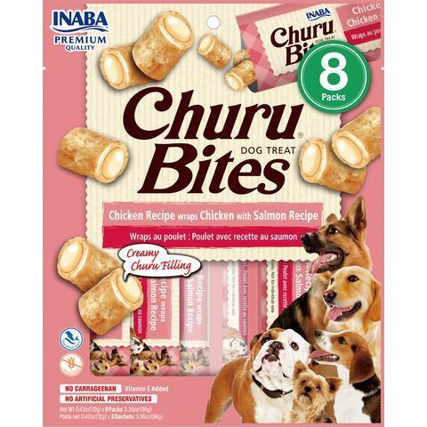 Inaba Churu Bites Chicken Wraps with Salmon Dog Treats 8 Pack-Habitat Pet Supplies