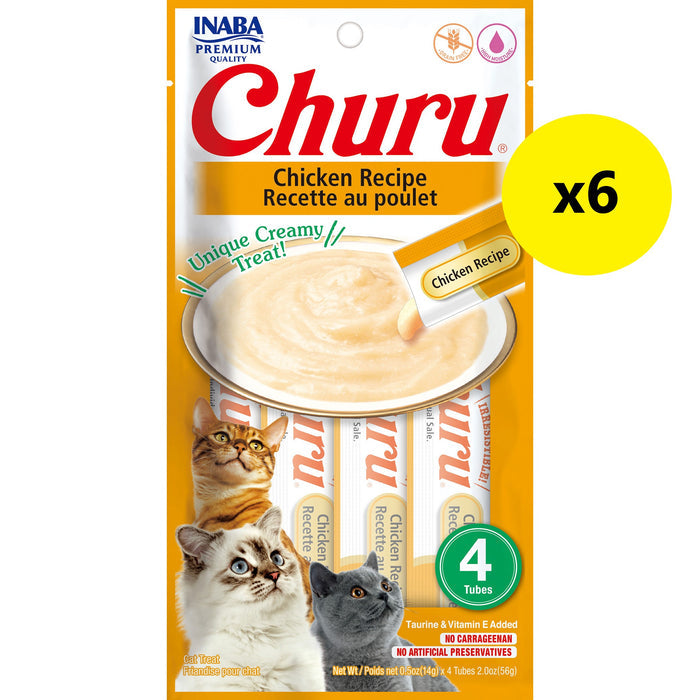 Inaba Churu Puree Chicken Cat Treats 56g x 6-Habitat Pet Supplies