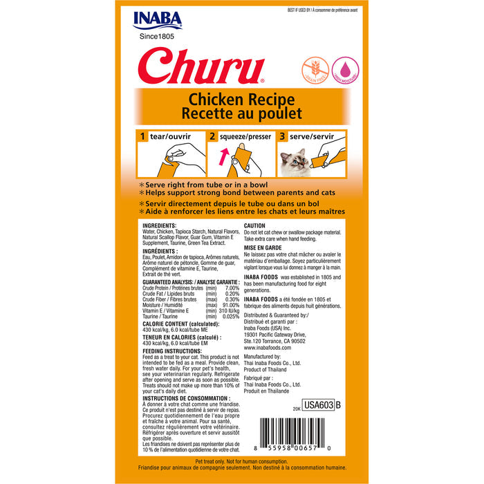 Inaba Churu Puree Chicken Cat Treats 56g x 6