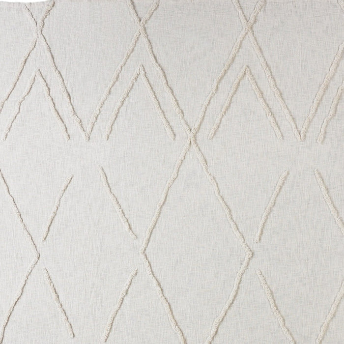 Ivory Geometric King Cotton Coverlet With Fringe