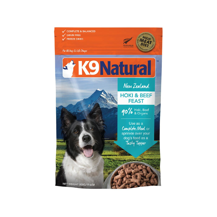 K9 Natural Hoki and Beef Feast Freeze Dried Dog Food 500g-Habitat Pet Supplies