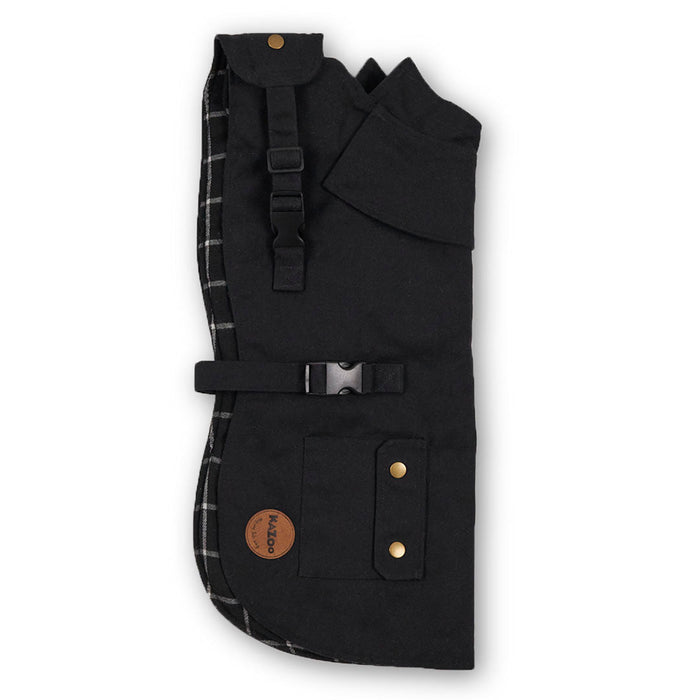 Kazoo Apparel Oilskin Dog Coat Black Medium 46.5cm-Habitat Pet Supplies