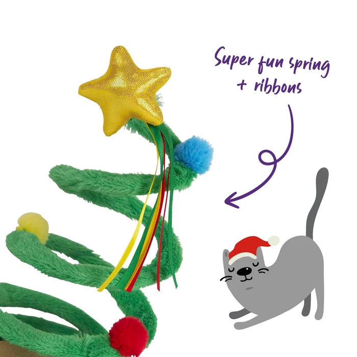 Kazoo Christmas Bouncy Spring Tree Cat Toy ***