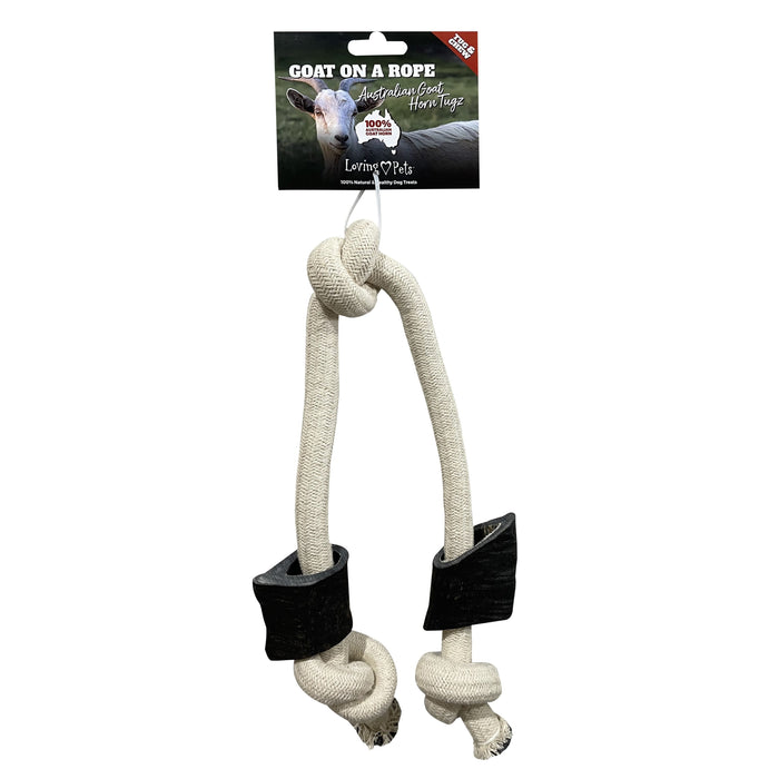 Loving Pets Goat Horn on a Rope Dog Chew Toy Treat-Habitat Pet Supplies