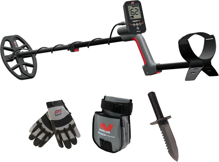 Minelab Vanquish 360 Multi-Frequncy Waterproof Metal Detector Adventure Pack With Diggier, Pouch, & Gloves
