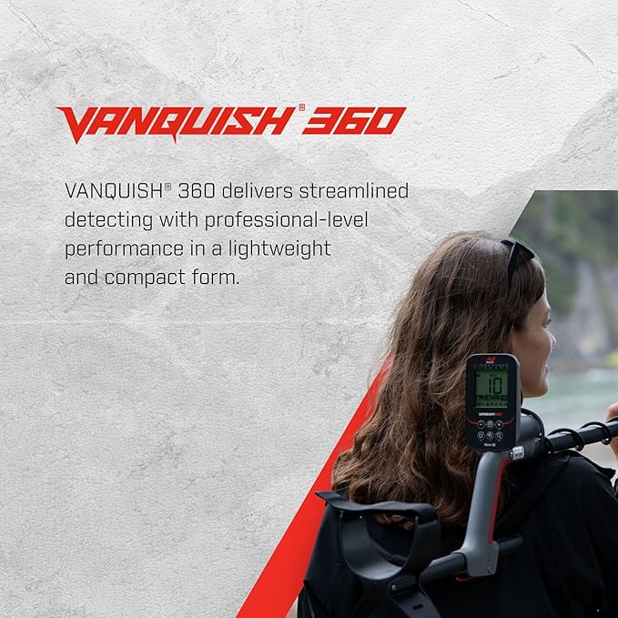 Minelab Vanquish 360 Multi-Frequncy Waterproof Metal Detector Adventure Pack With Diggier, Pouch, & Gloves
