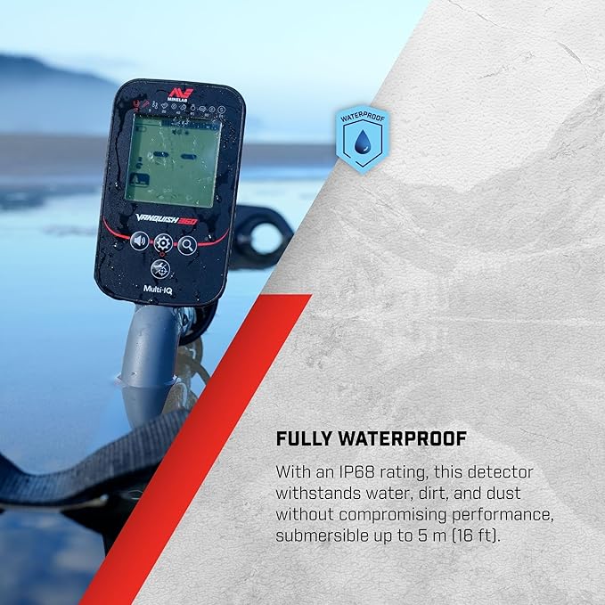 Minelab Vanquish 360 Multi-Frequncy Waterproof Metal Detector Adventure Pack With Diggier, Pouch, & Gloves